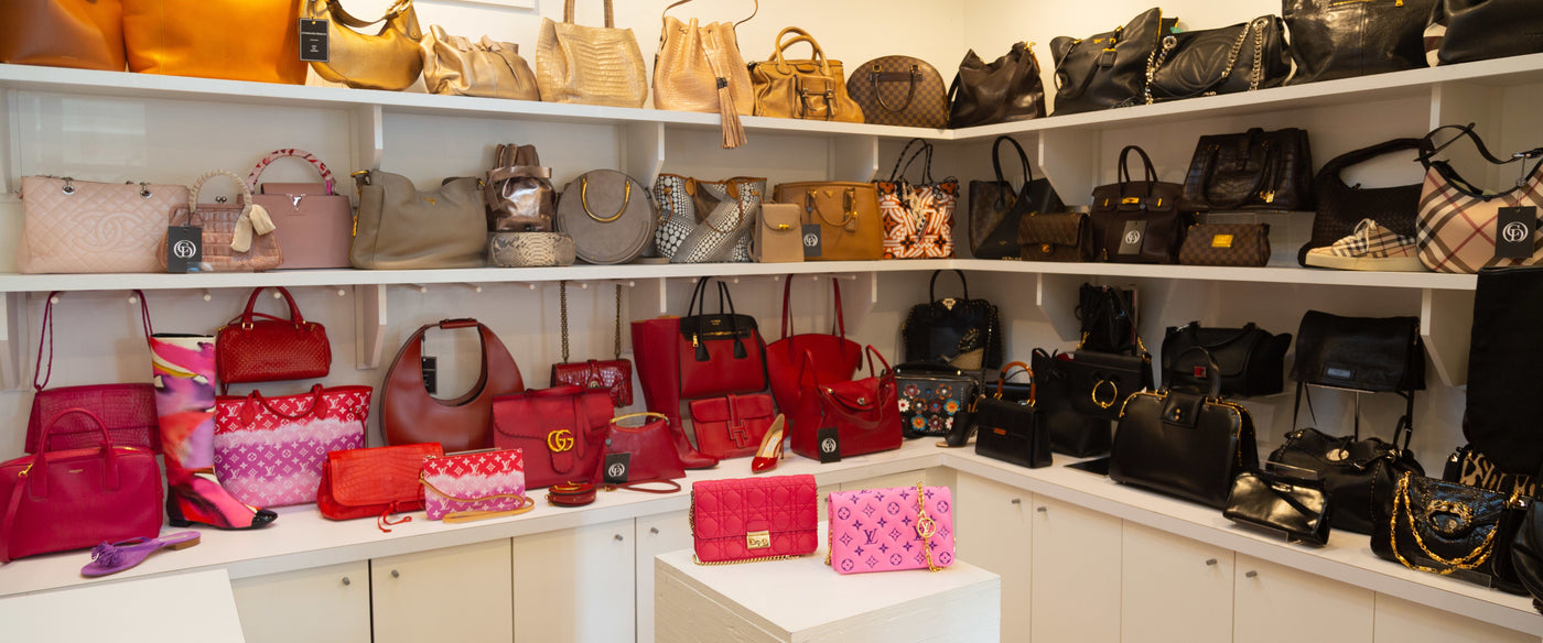 Designer handbags at Consigned Designs in Greenwich, CT.
