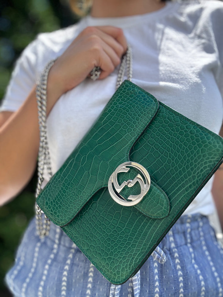 Gucci Dollar Crocodile Interlocking GG Bag Consigned Designs