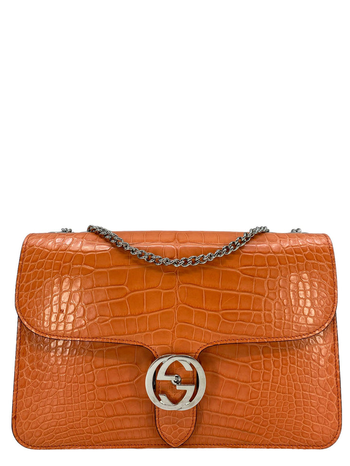 Gucci Coral Crocodile Interlocking GG Shoulder Bag - Consigned Designs