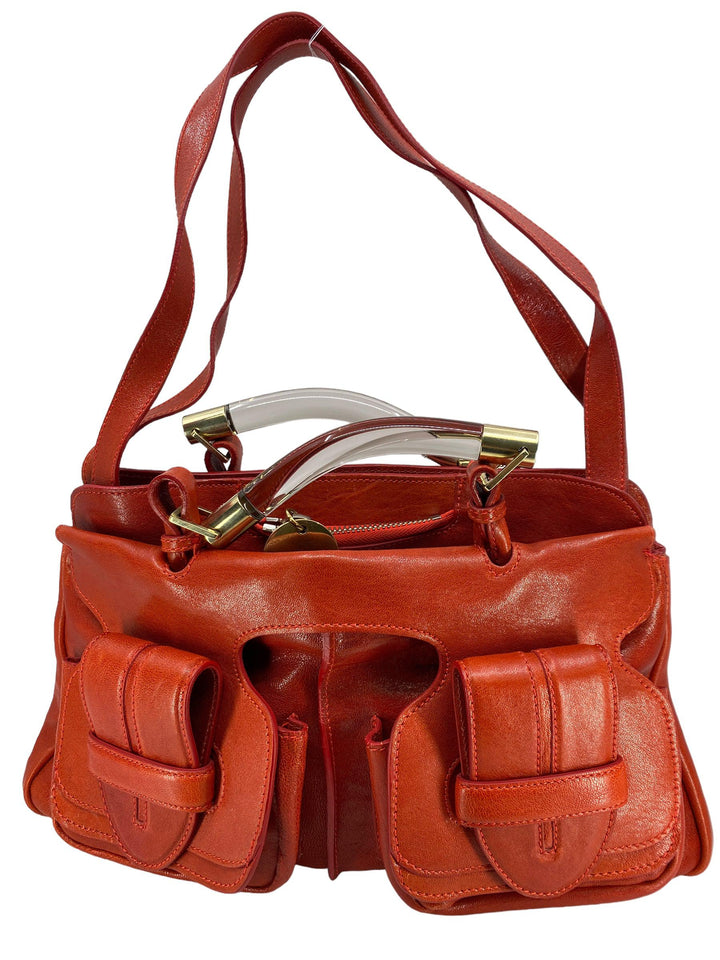 ハンドバッグ Chloe Handbags Women Leather Red/Dark Red Authentic Chloe See By Chloe Leather Tote Bag Shoulder Bag