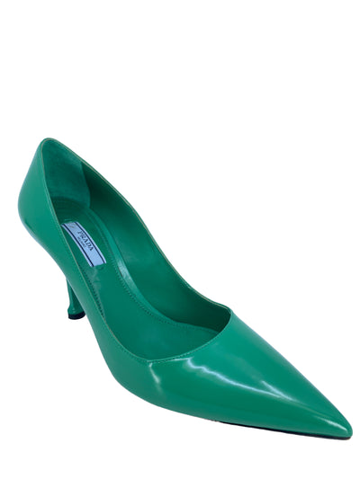 Prada Green Leather Pumps size 7.5-Consigned Designs