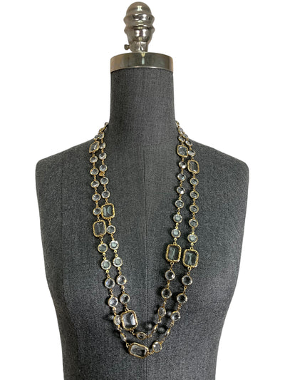 Chanel 1981 Clear Crystal Chicklet Sautoir Necklace-Consigned Designs