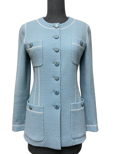 Chanel Baby Blue Jacket Size S-Consigned Designs