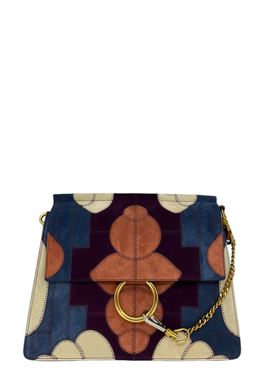 Chloe Multicolor Patchwork Suede and Leather Medium Faye Shoulder Bag-Consigned Designs