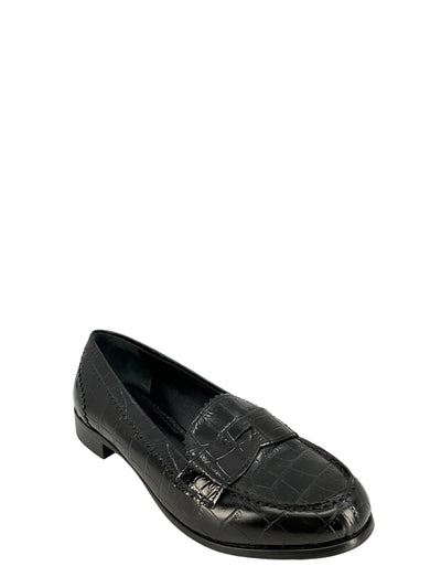 Prada Black Crocodile Embossed Loafer Size 8.5 I EU 38.5-Consigned Designs