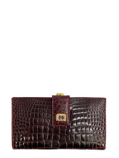 Gucci Burgundy Crocodile Wallet-Consigned Designs