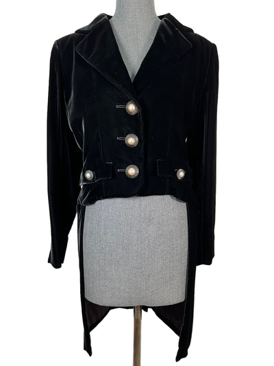 Vintage Yves Saint Laurent Black Velvet Tailcoat Size 10-Consigned Designs
