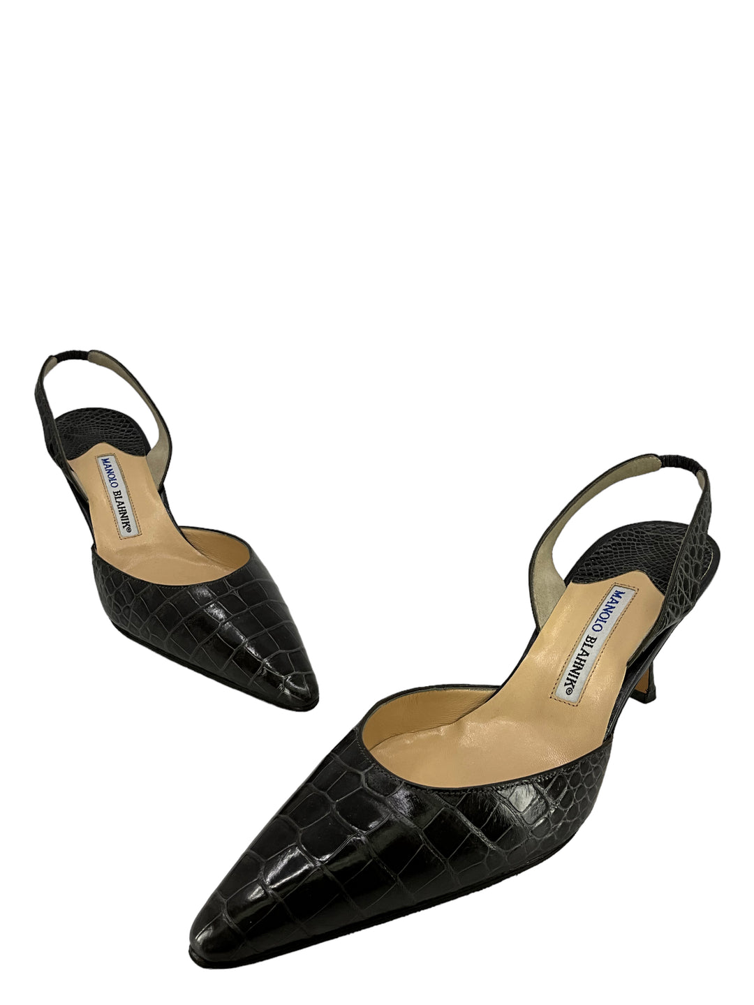 Manolo Blahnik Gray Alligator Slingbacks Size 11 - Consigned