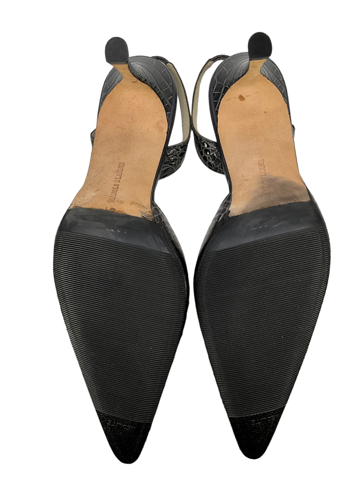 Manolo Blahnik Gray Alligator Slingbacks Size 11 - Consigned