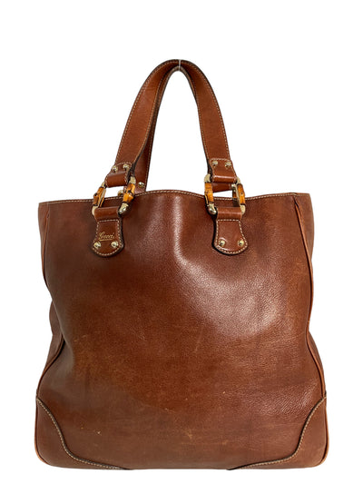 Gucci Bamboo Brown Leather Tote-Consigned Designs