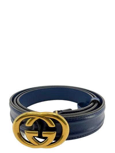 Gucci Navy Blue GG Belt Size 95-Consigned Designs