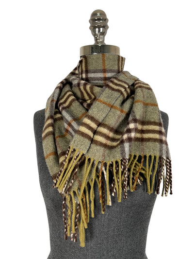 Burberry Olive Cashmere Scarf-Consigned Designs