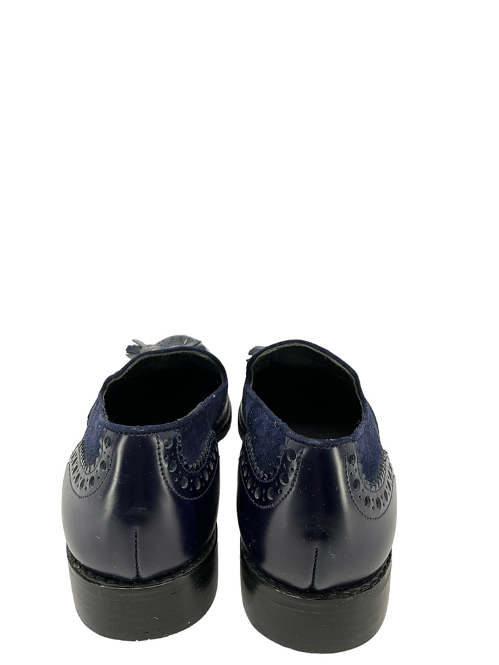 Stuart Weitzman Blue Suede and Leather Tassel Loafers Size 8  display picture 1