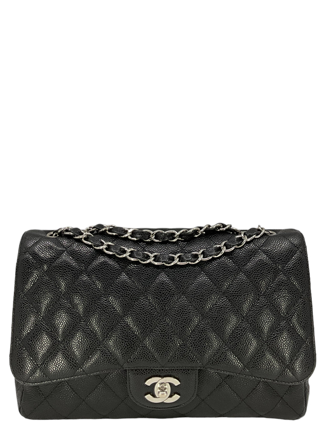 CHANEL Classic Double Chain Flap Bag In Black Caviar Leather - Consigned  Designs