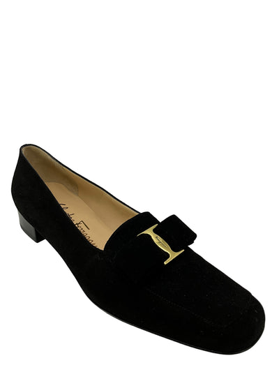 Salvatore Ferragamo Black Suede Loafers Size 7-Consigned Designs