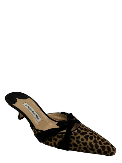 Manolo Blahnik Cheetah Ponyhair Mules Size 11-Consigned Designs