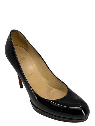 Christian Louboutin Black Patent Leather Platform Pumps Size 9.5-Consigned Designs