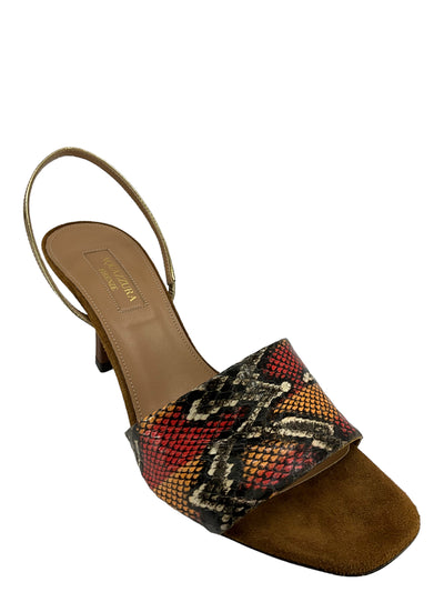 Aquazzura Snake Skin Slingback Sandals Size 8-Consigned Designs