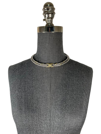 David Yurman Sterling Silver 14k Gold Triple Cable Choker Necklace 15.5-Consigned Designs