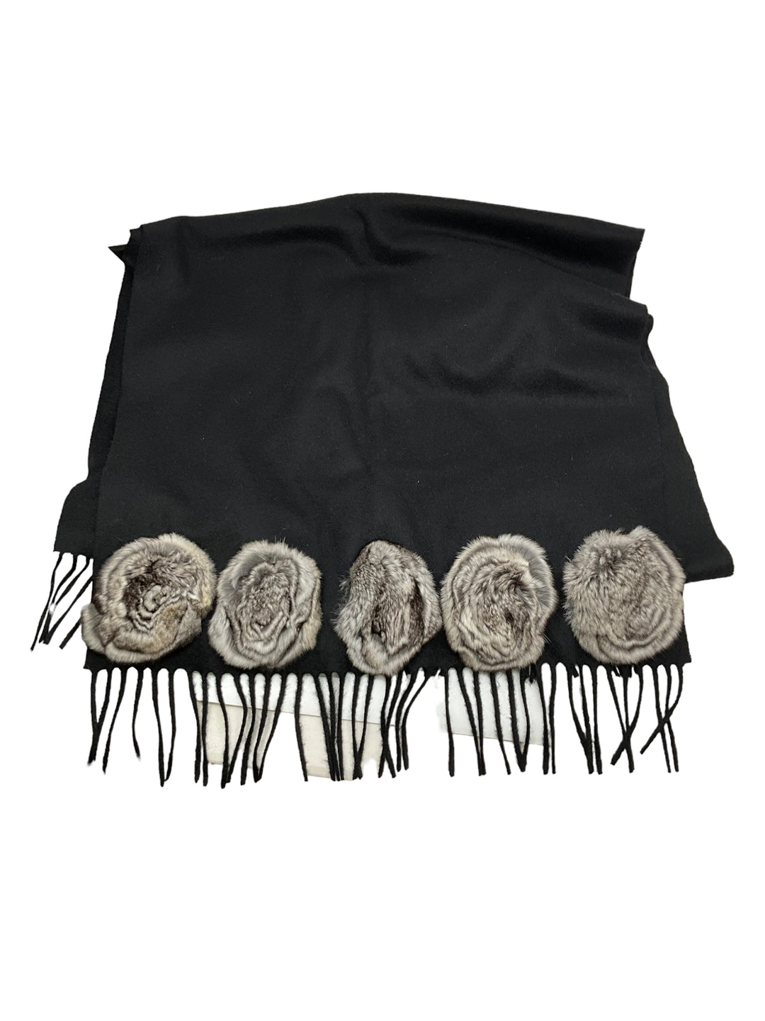 Fendi Black Wool Scarf With Fur - Consigned Designs