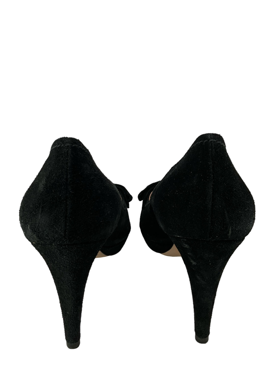 PRADA 黒 スエード ハイヒール Prada Black Suede Platform Pumps With Bow Size 8.5