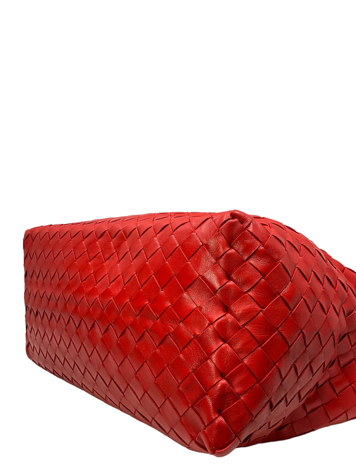 Bottega Veneta Red Intrecciato Nappa Leahter Garda Bag - Consigned