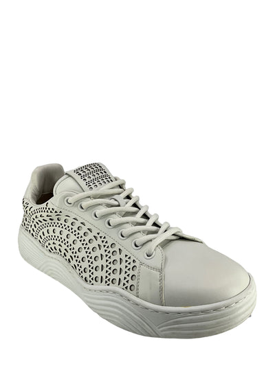 Alaia White Laser Cut Leather Sneakers Size 9-Consigned Designs