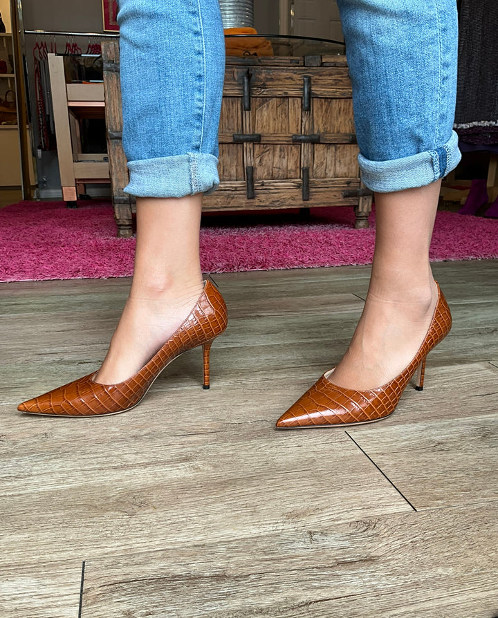 JIMMY CHOO Love 85 Croc-Effect Leather Pumps Size 7.5 - Consigned