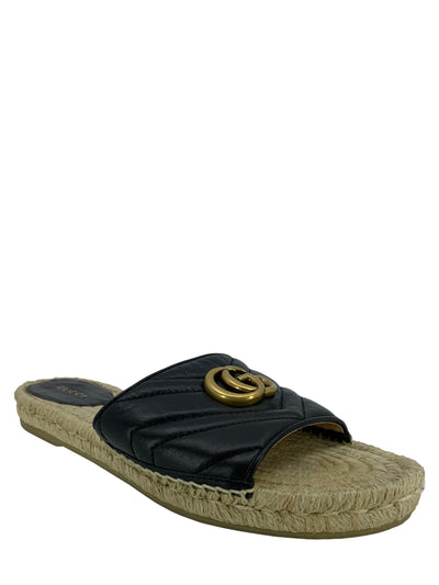 Gucci Marmont GG Matelasse Espadrille Slide Sandals Size 9-Consigned Designs