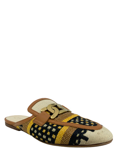 TOD'S Kate Chain Detail Loafer Mules Size 10-Consigned Designs