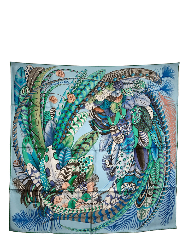 HERMES Plumes En Fete Silk Scarf 90 - Consigned Designs