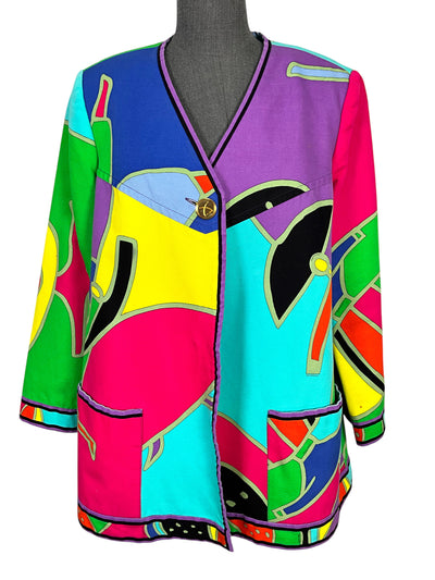 Leonard Vintage Abstract Printed Swing Jacket Size L-Consigned Designs