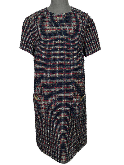 VALENTINO Logo Deetail Metallic Tweed Minidress Size 42-Consigned Designs