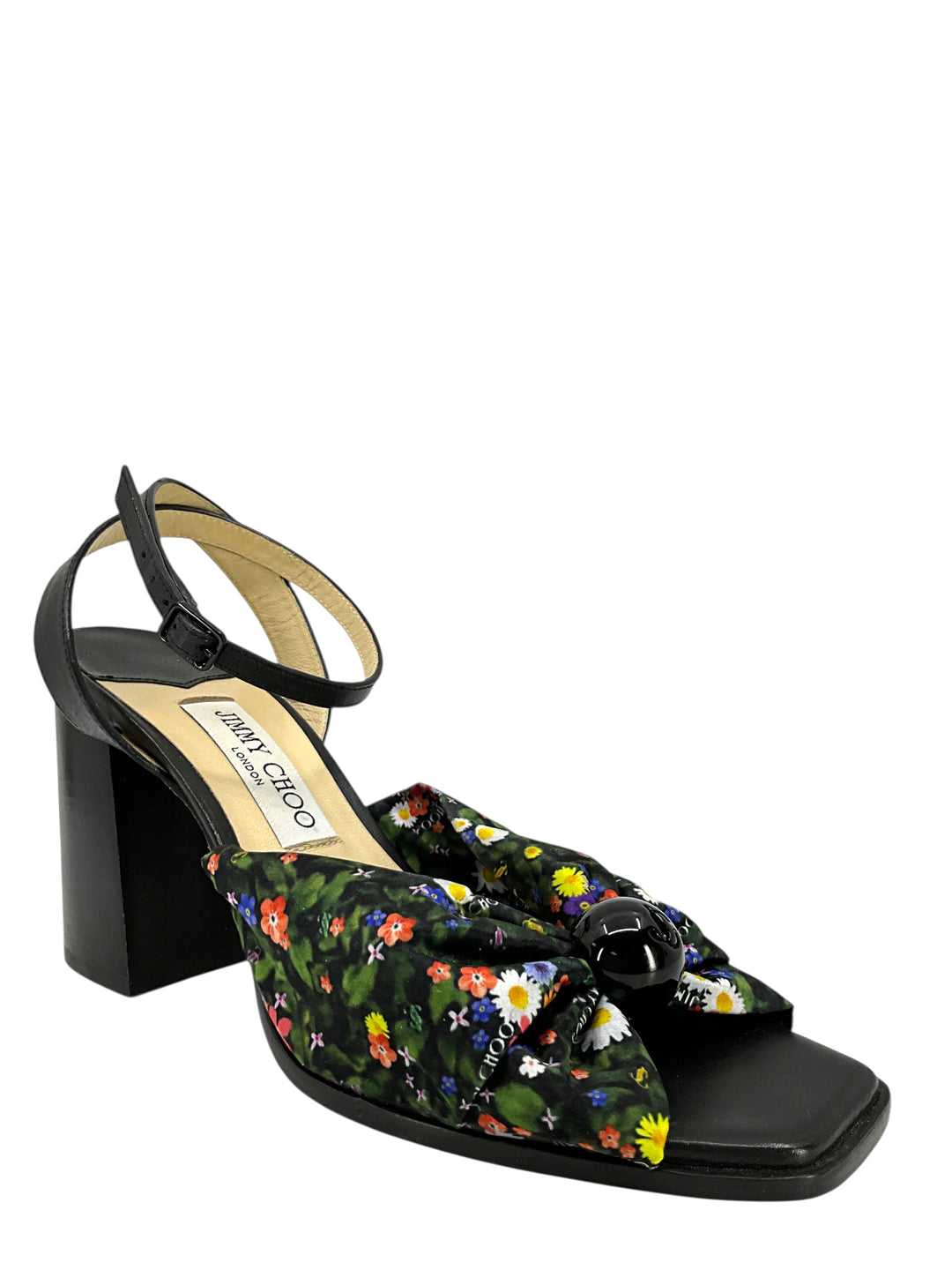 JIMMY CHOO Jasie 85mm Floral Print Block Heel Sandals Size 9.5