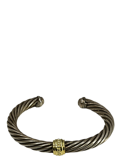 David Yurman Sterling Silver 14k Gold Cuff Classic Bracelet-Consigned Designs