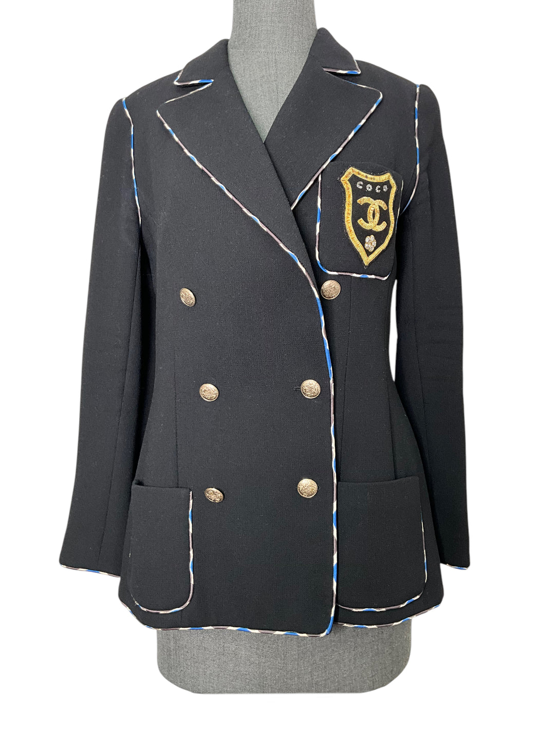 CHANEL 2005 COCO CC Logo Crest Jacket Size M - Consigned Designs