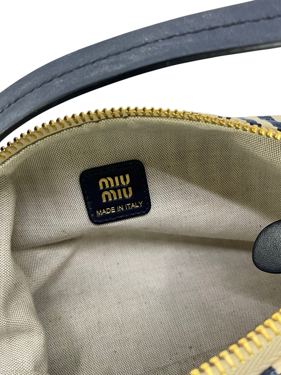 MIU MIU Jacquard Striped Canvas Pouch with Logo - Consigned Designs