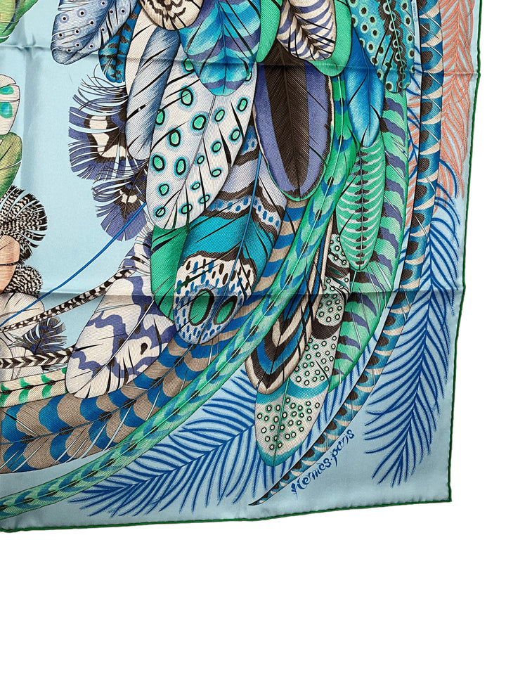 HERMÈS PLUMES スカーフ 約90cm x 90cm Hermes Scarf Plumes en Fete 90 cm silk yellow Carre bird