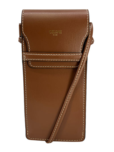 CELINE Grained Calfskin Phone Pouch With Flap-Consigned Designs