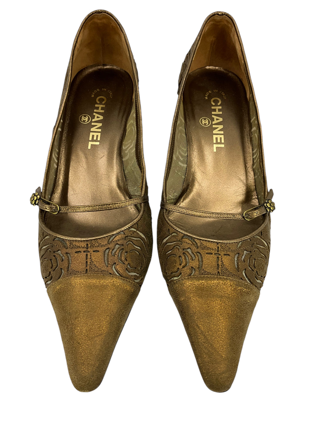 CHANEL Camellia Flower Laser Cut Pumps Size 8 - Consigned Designs