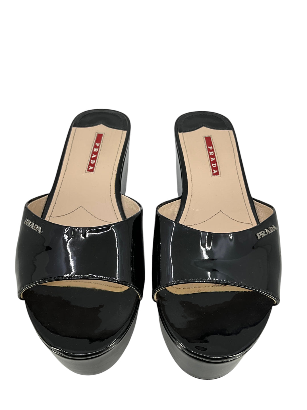 Prada Patent Leather Platform Sandals Size 9.5 - Consigned Designs
