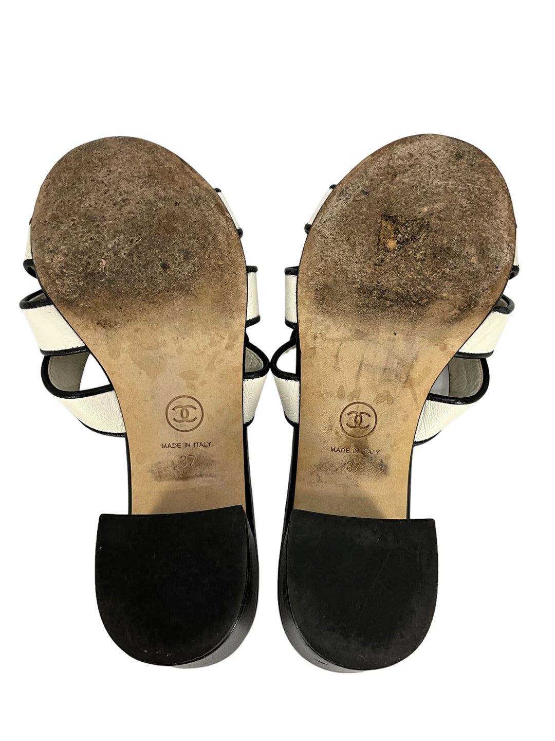 CHANEL CC Turnlock Leather Sandals Size 7 - Consigned Designs