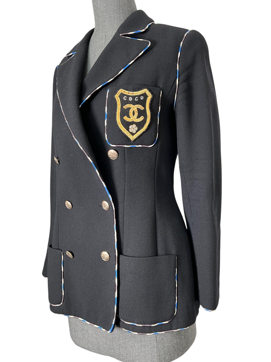 CHANEL 2005 COCO CC Logo Crest Jacket Size M - Consigned Designs