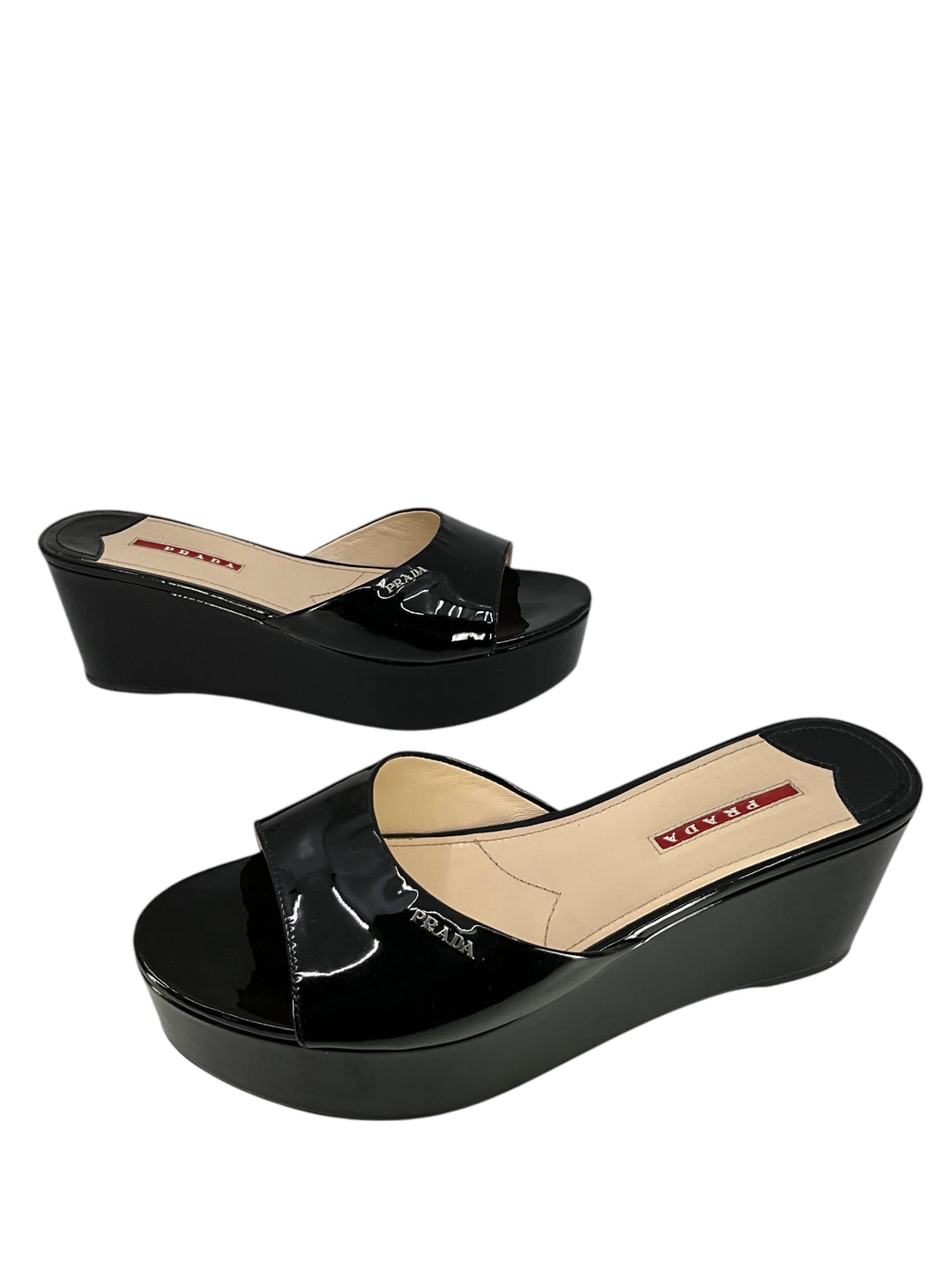 Prada Patent Leather Platform Sandals Size 9.5 - Consigned Designs