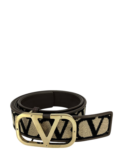VALENTINO GARAVANI Iconographe Canvas Belt Size 85 | 34-Consigned Designs