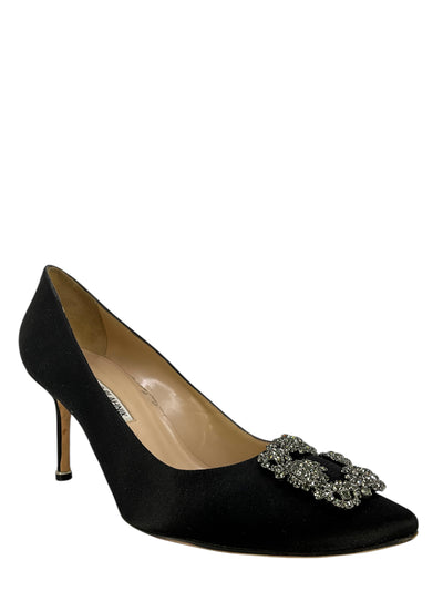 Manolo Blahnik HANGISI Satin Jewel Buckle Pumps Size 10-Consigned Designs
