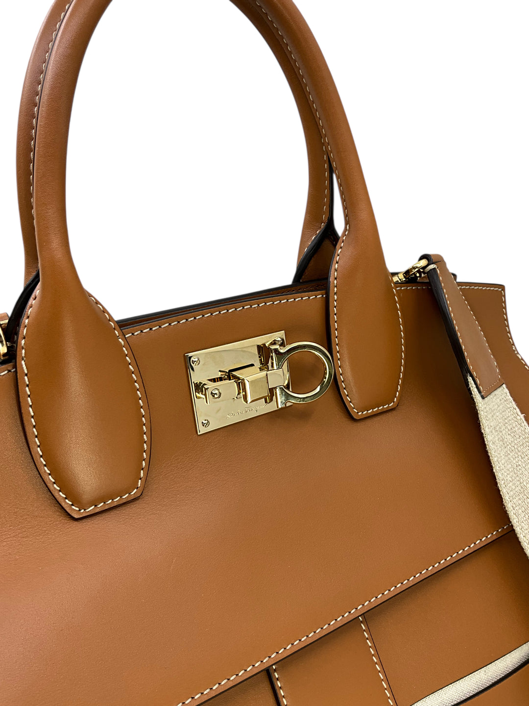 SALVATORE FERRAGAMO Caged Leather Large Studio Bag - Consigned Designs