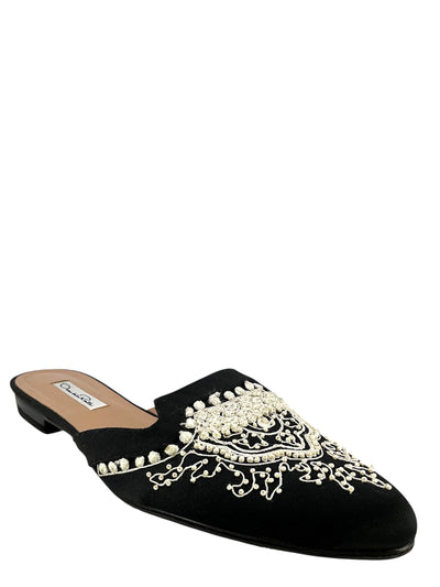 Oscar De La Renta Embroidered Spanish Mules Size 11-Consigned Designs