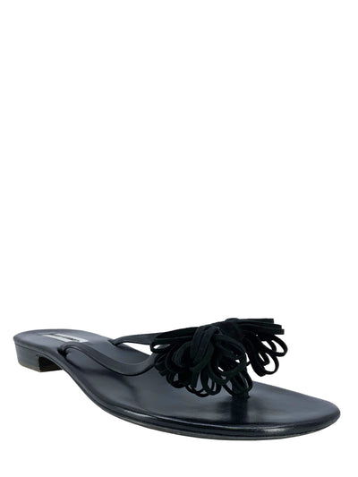 Manolo Blahnik Suede Tassel Thong Sandals Size 11-Consigned Designs