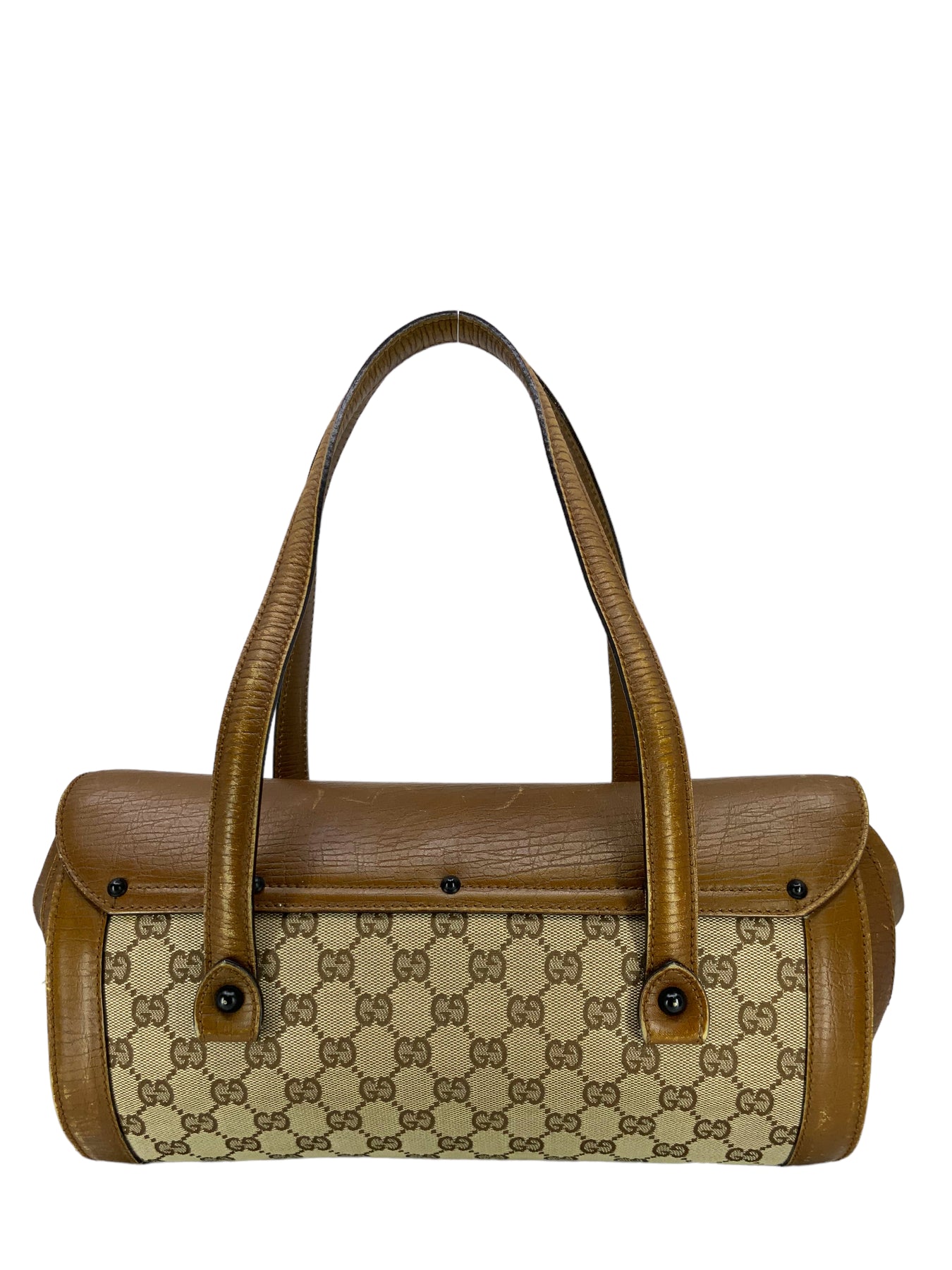 Gucci Monogram GG Canvas Leather Bamboo Bullet Bag Consigned Designs